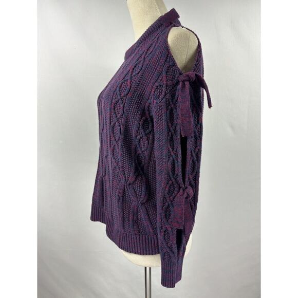 Project Naadam Sweater Purple Pink XS Cable Knit Ties Tie Accents - Picture 3 of 14